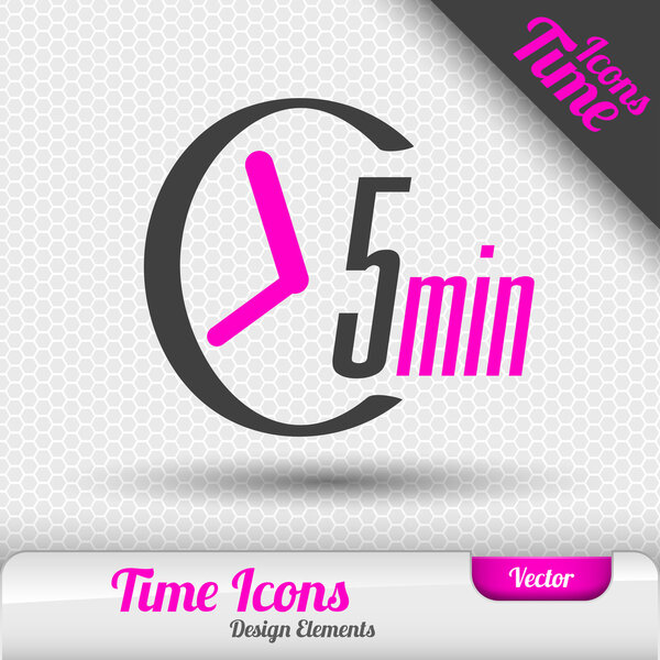 Time Icon 5 Minutes Symbol Vector Design Elements