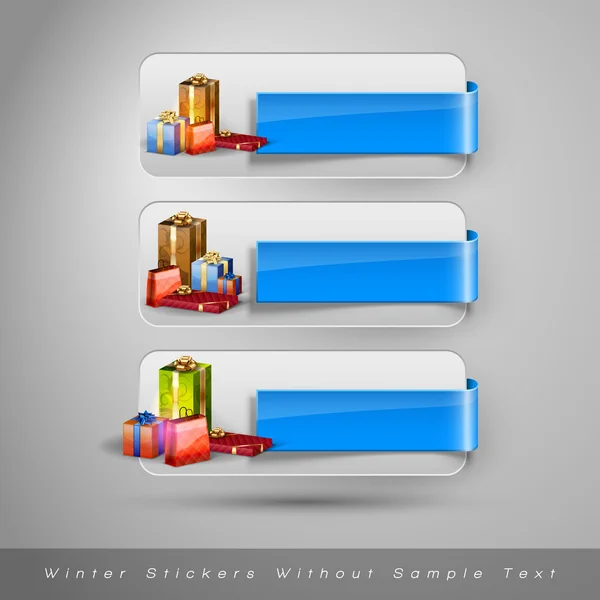 Wintersticker mit Geschenken. Vektor-Designelemente ohne Text. — Stockvektor