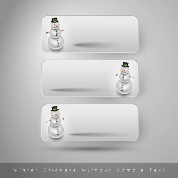 Stickers hiver avec bonhomme de neige. Éléments vectoriels — Image vectorielle