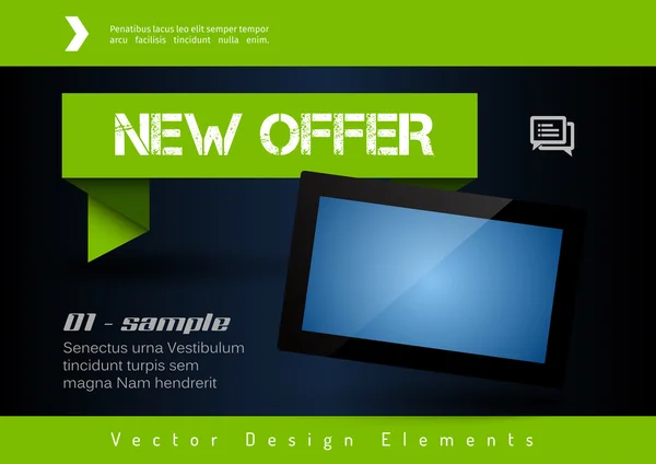 Banner de negocios con pantalla moderna. Elementos de diseño vectorial para — Vector de stock