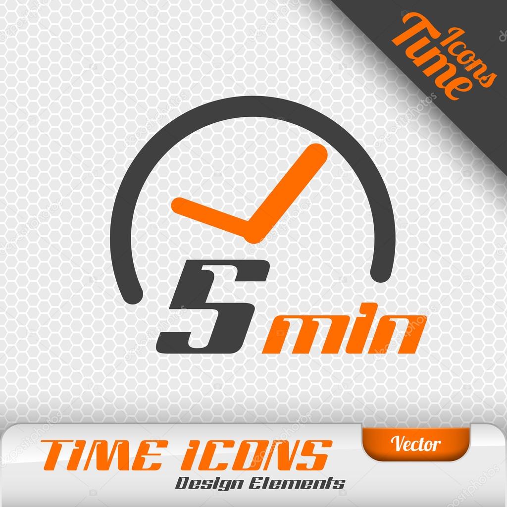 Time Icon 5 Minutes Symbol Vector Design Elements