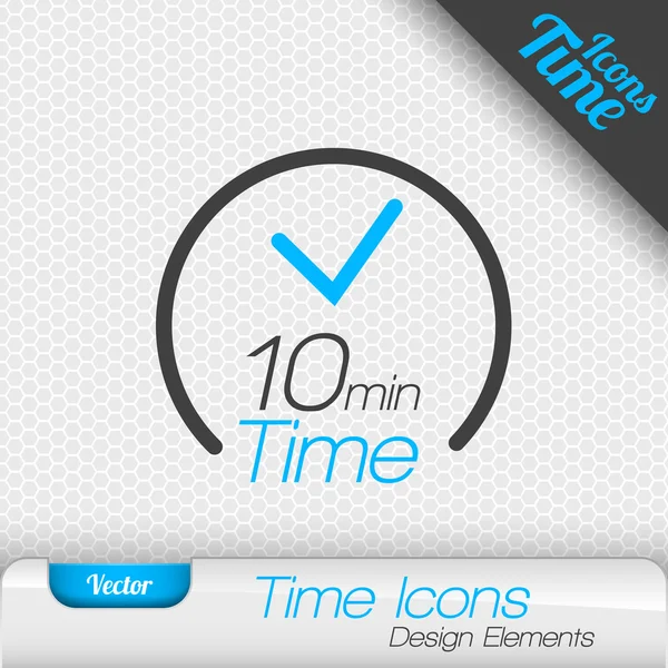 Icono de tiempo 10 Minutos Símbolo Vector Elementos de diseño — Vector de stock