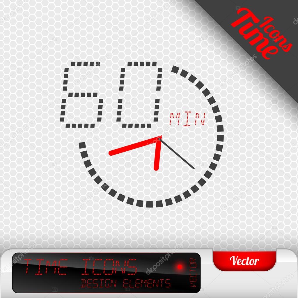 Time Icon 60 Minutes Symbol Vector Design Elements