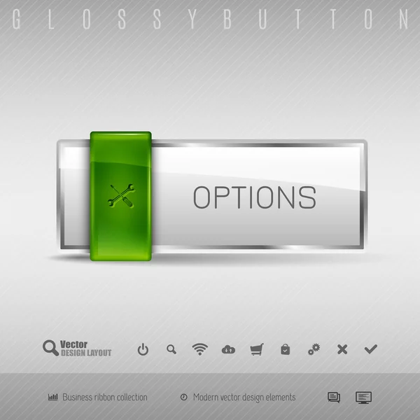 Elementos de design vetorial Botão brilhante verde e cinza com conjunto de —  Vetores de Stock
