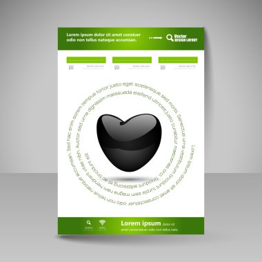 Valentine'nın kalbi olan vektör broşür tasarım şablonu.