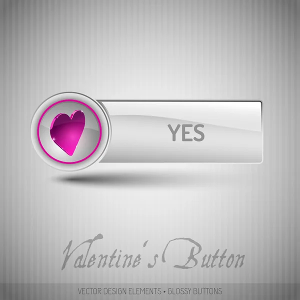 ピンクのハートを持つベクトル ボタン。バレンを持つモダンなデザイン要素 — ストックベクタ