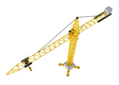 Turuncu vinç üzerinde beyaz izole. Üstten Görünüm.