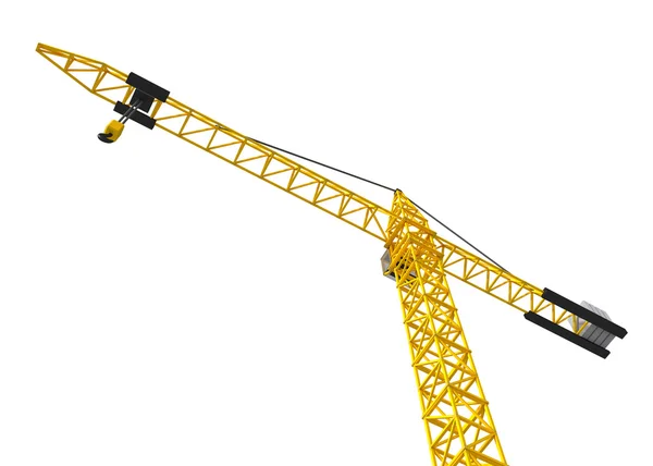 Big orange crane isolated on the white. Bottom view. — Stock Photo, Image