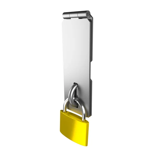 Padlock and latch isolated on the white. — Stockfoto