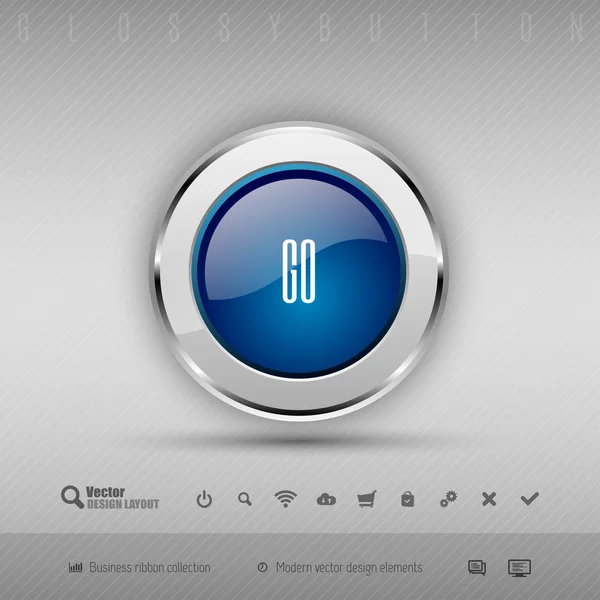 파란색과 회색 디자인 요소 벡터의 세트와 함께 광택 버튼 — 스톡 벡터
