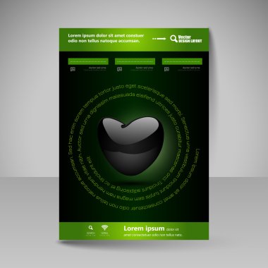 Valentine'nın kalbi olan vektör broşür tasarım şablonu.