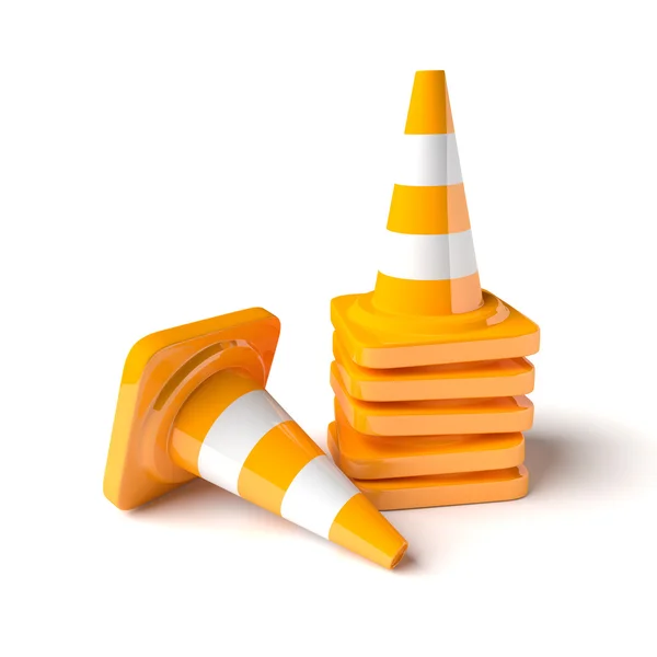 Cones de tráfego no fundo branco — Fotografia de Stock