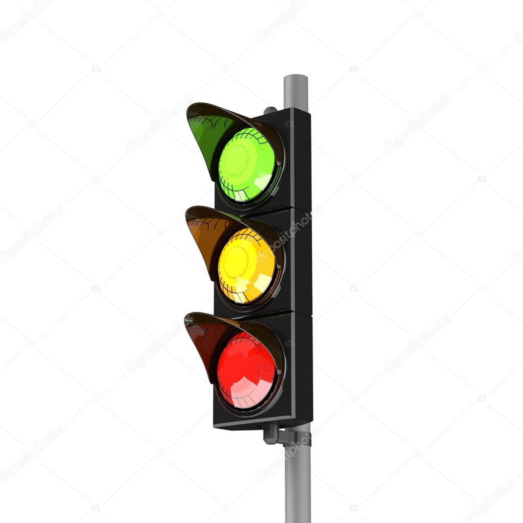 3D traffic stoplight isolated on the white background