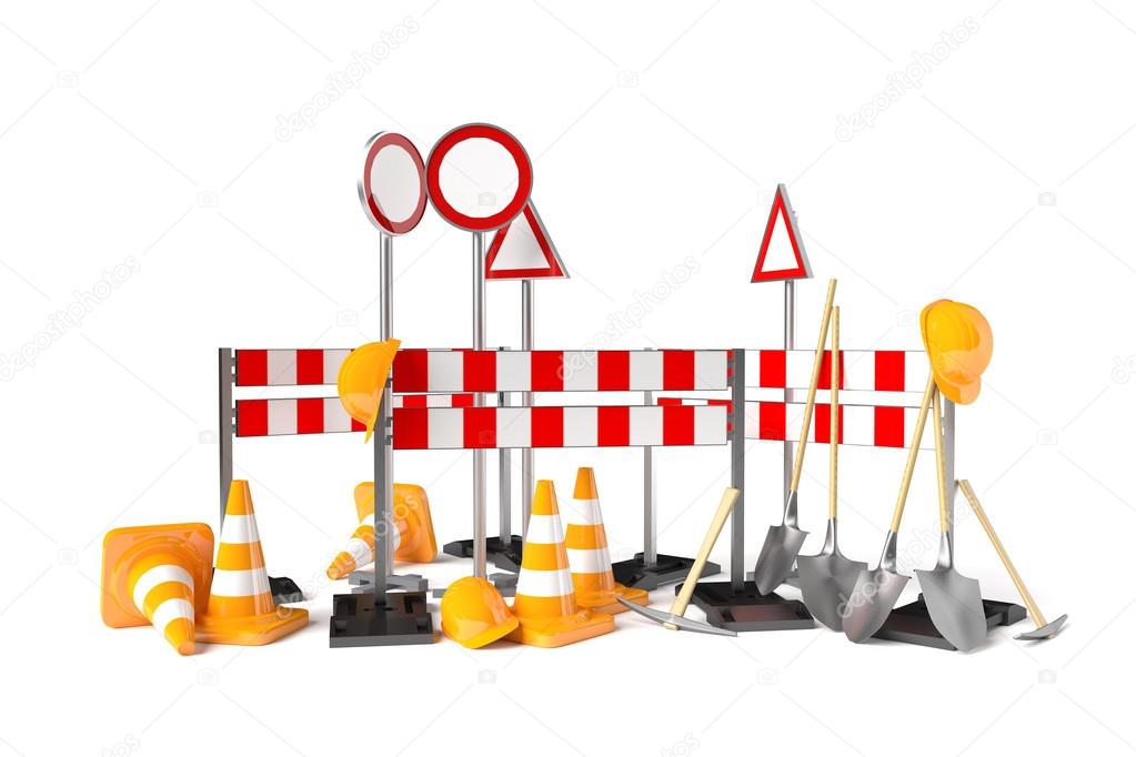 Traffic construction symbols isolated on the white