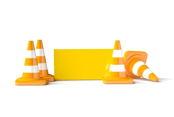 Traffic cones with work helmet isolated on the white. — Stock Photo, Image