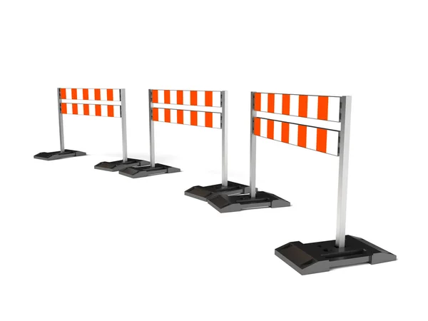 Traffic construction symbol, mobile barricade isolated on white. — Stock Photo, Image