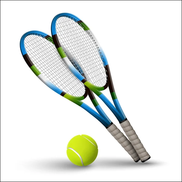Symboly tenisové rakety a míče izolovaných na bílém pozadí — Stockový vektor