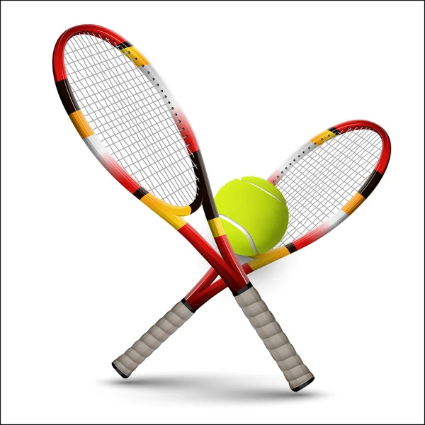 Tennis symbols rackets and ball isolated on white background — Stock Vector