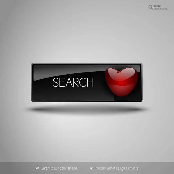 Botón negro con corazón rojo. Elementos de diseño vectorial para — Archivo Imágenes Vectoriales