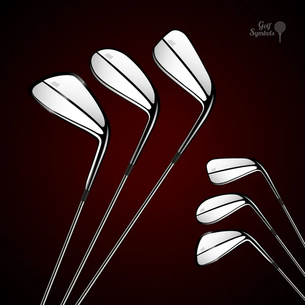 Golfschläger auf dunklem Hintergrund als Vektor-Designelemente — Stockvektor