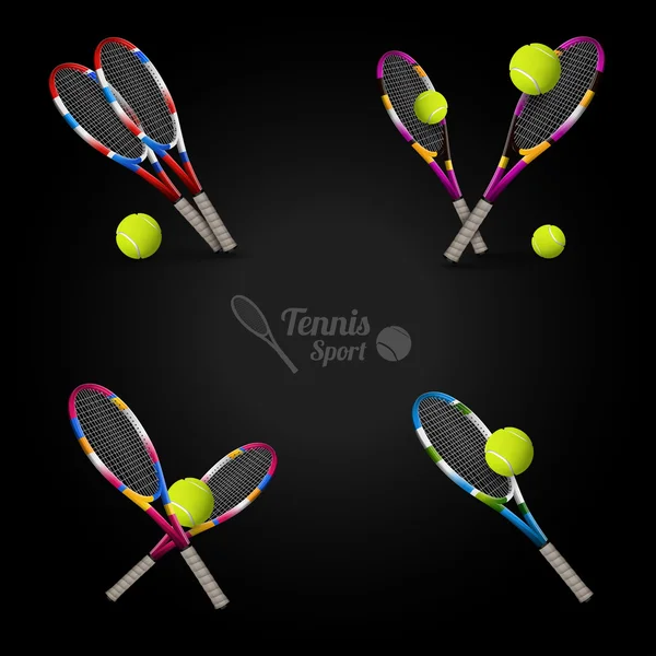 Vector de símbolos de tenis como elementos de diseño, pelotas de tenis, tenis r — Vector de stock