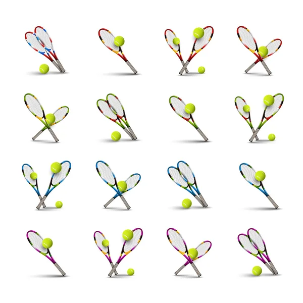 Векторні тенісні символи як елементи дизайну, тенісні м'ячі, тенісні р — стоковий вектор