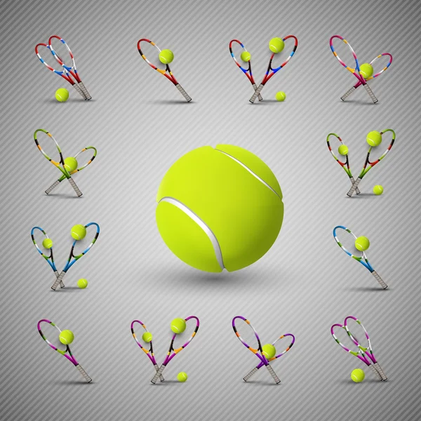 Vector de símbolos de tenis como elementos de diseño, pelotas de tenis, tenis r — Archivo Imágenes Vectoriales