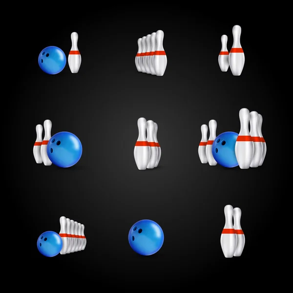 Teke Bowling és tálak, vector design elemek. — Stock Vector