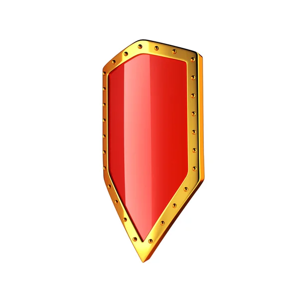 Золотой и красный глянцевый щит изолирован на белом — стоковое фото
