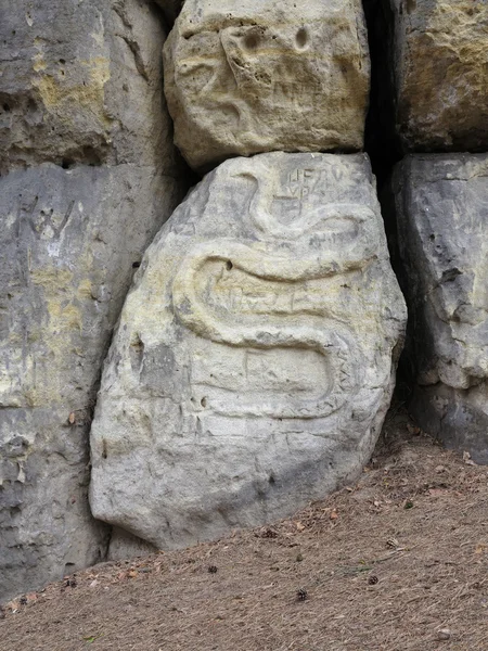 Snake - rock relief — Stock Photo, Image