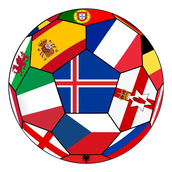 Bola con bandera de Islandia en el centro — Vector de stock