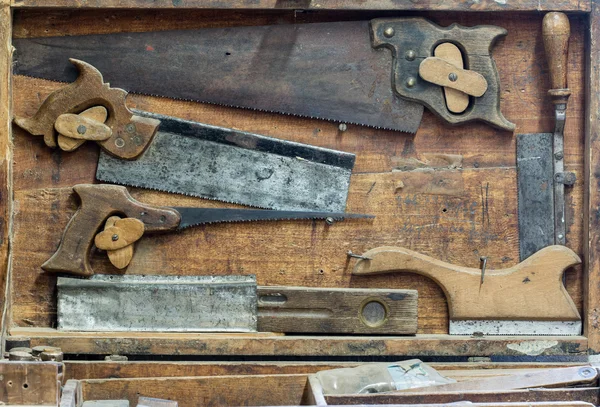 Set of various hand saws — Stock Photo, Image