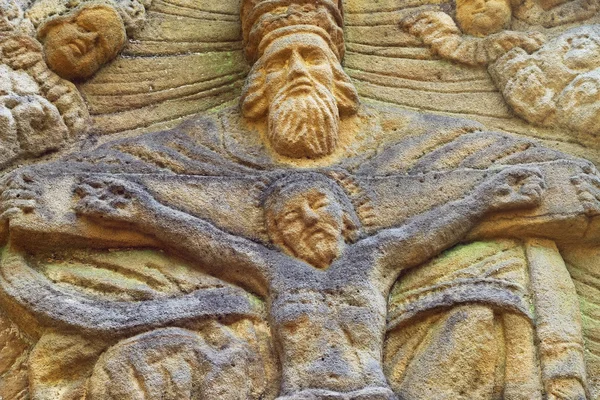 Rock relief - God and Jesus on the cross — Stock Photo, Image