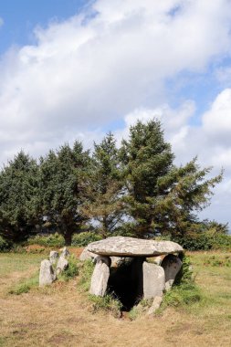 Dolmen - Ile Grande 'nin galeri mezarı - Büyük Ada - Pleumeur-Bodou, Brittany, Fransa