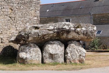 Crucuno dolmen - megalithic monument in Crucuno village in Brittany, France clipart