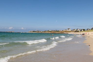 Plouescat, France, August 13, 2019: Coastal beaches in Plouescat, Brittany, France
