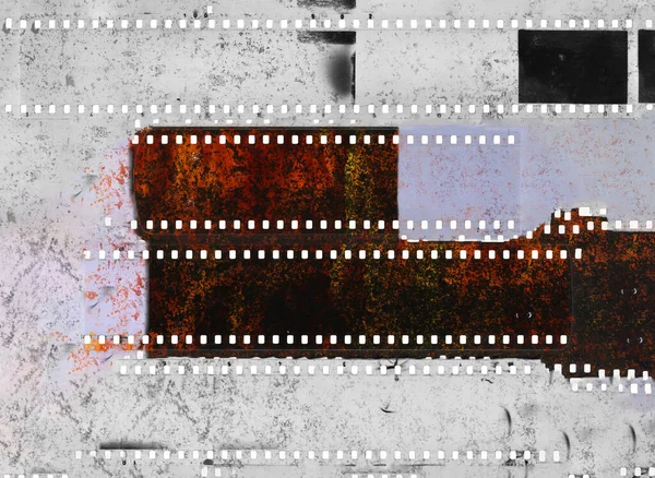 Abstrakt Collage Celluloida Filmremsor Gamla Använda Dammiga Och Repade Celluloida — Stockfoto