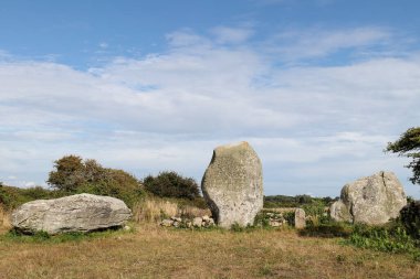 Vieux-Moulin Menhirs - Eski Değirmen - Fransa 'nın Brittany kentindeki Plouharnel yakınlarında Megalitik dönüm noktası