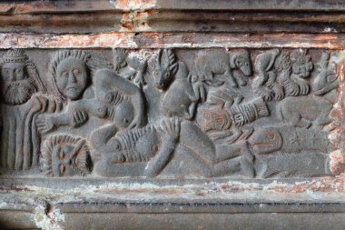 Guimiliau Kilisesi Kapalı - Eve 'in Kurtuluşu, Saint-Miliau Kilisesi, Guimiliau Mahallesi, Brittany, Fransa