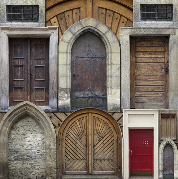 抽象拼贴画的旧门 — 图库照片