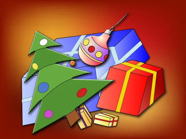 Christmas tree and Christmas presents — Stock Photo, Image