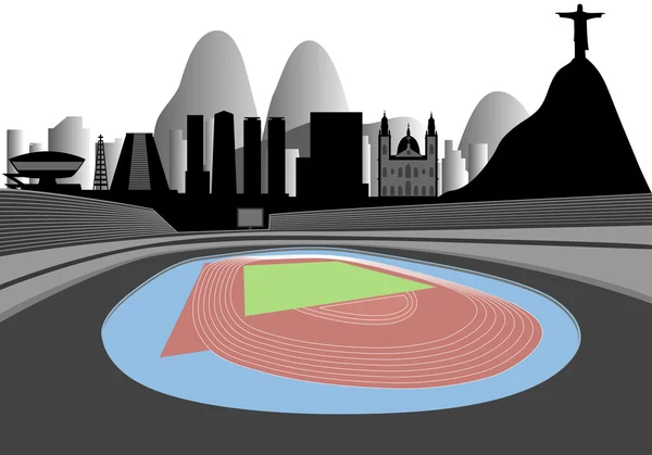 体育场与力拓天际线在地平线上 — 图库矢量图片