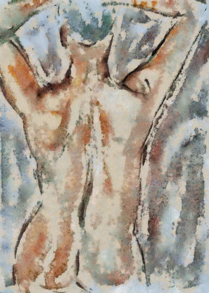 Nude - mixed media — Stock Photo, Image