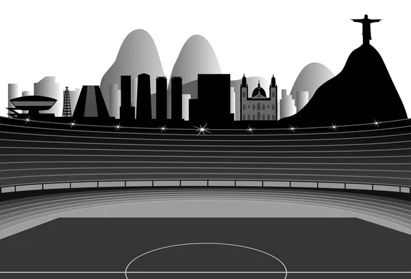 Estadio con Rio Skyline en el horizonte — Archivo Imágenes Vectoriales