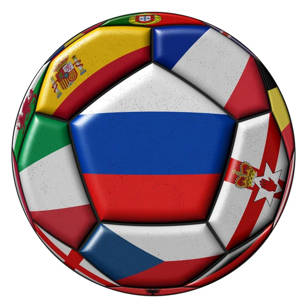 Bola de futebol bandeira da Rússia no centro — Fotografia de Stock