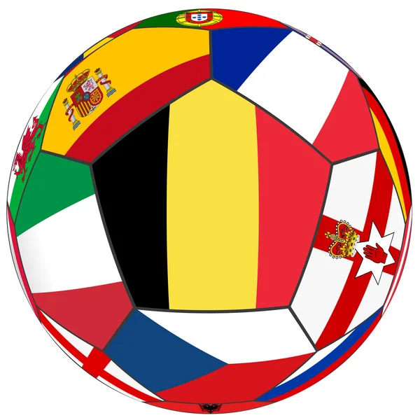 Ball mit belgischer Flagge in der Mitte — Stockvektor