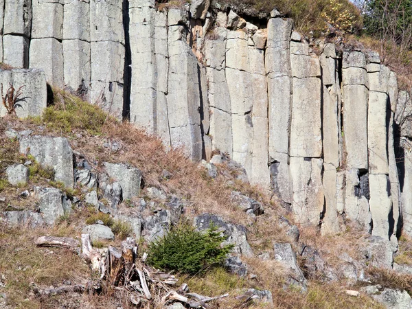 Oude steengroeve basalt - Basalt in kolomvorm duimstok — Stockfoto