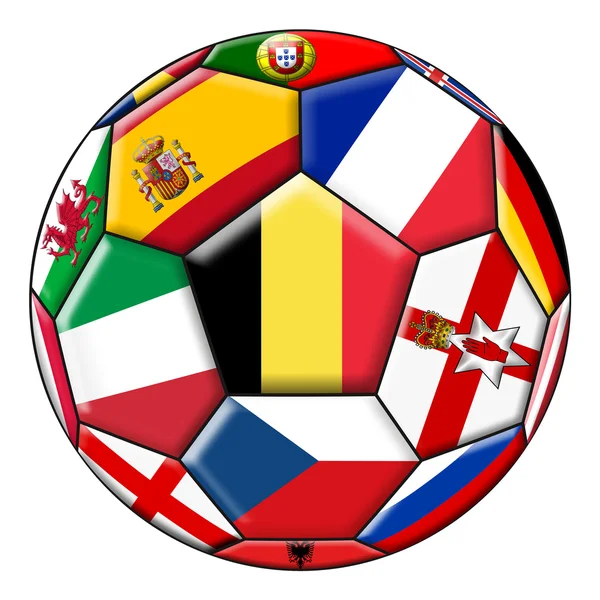 Soccer ball with various flags — Stock Photo, Image