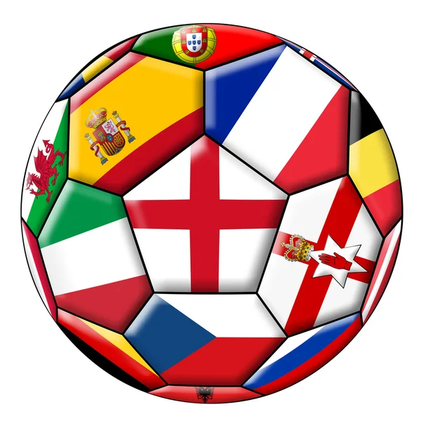 Soccer ball with various flags — Stock Photo, Image