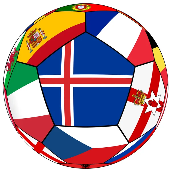 Bola con bandera de Islandia en el centro — Vector de stock